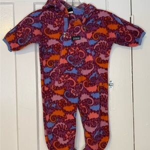 Patagonia Kids Footie in Pink, Blue, and Orange